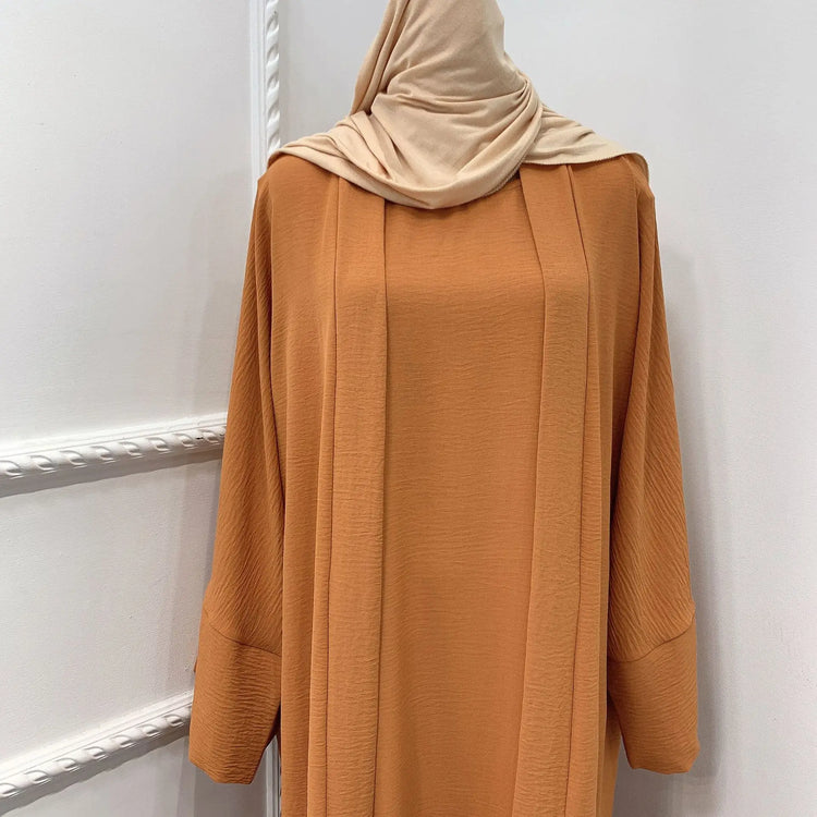 Ramadan Eid Djellaba Suits Abaya Dubai Two pieces Thick Muslim Sets Dress Abaya Dubai Turkey Muslim Islam Abayas With Belt WY604