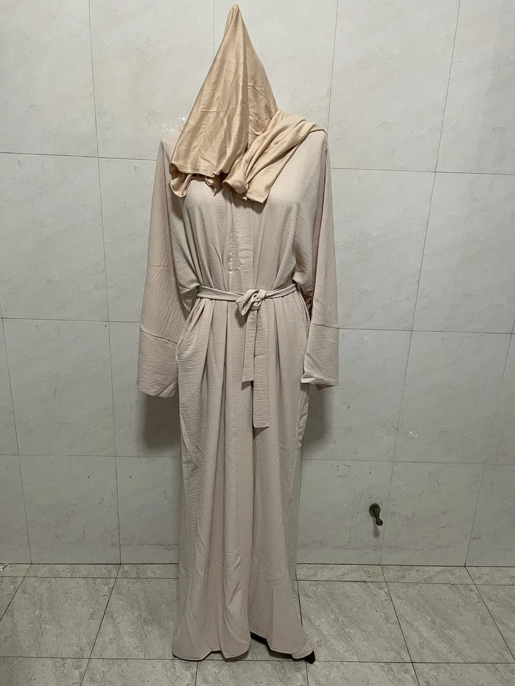 Ramadan Eid Djellaba Suits Abaya Dubai Two pieces Thick Muslim Sets Dress Abaya Dubai Turkey Muslim Islam Abayas With Belt WY604