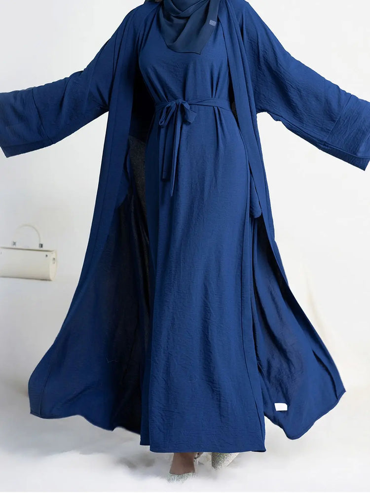 Ramadan Eid Djellaba Suits Abaya Dubai Two pieces Thick Muslim Sets Dress Abaya Dubai Turkey Muslim Islam Abayas With Belt WY604