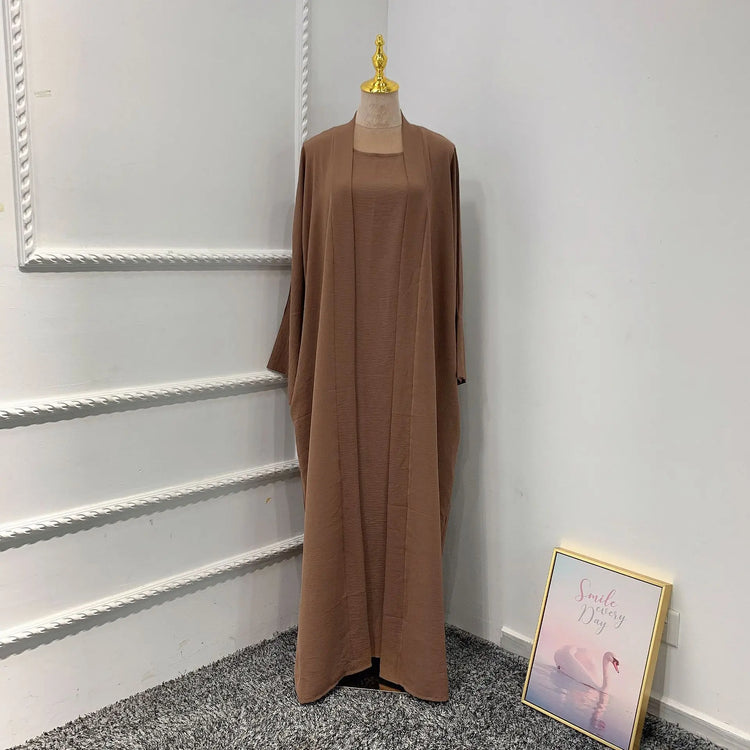 Ramadan Eid Djellaba Suits Abaya Dubai Two pieces Thick Muslim Sets Dress Abaya Dubai Turkey Muslim Islam Abayas With Belt WY604
