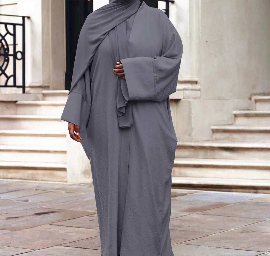 Ramadan Eid Djellaba Suits Abaya Dubai Two pieces Thick Muslim Sets Dress Abaya Dubai Turkey Muslim Islam Abayas With Belt WY604