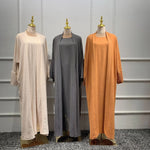 Ramadan Eid Djellaba Suits Abaya Dubai Two pieces Thick Muslim Sets Dress Abaya Dubai Turkey Muslim Islam Abayas With Belt WY604