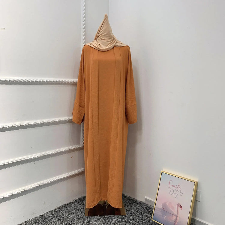 Ramadan Eid Djellaba Suits Abaya Dubai Two pieces Thick Muslim Sets Dress Abaya Dubai Turkey Muslim Islam Abayas With Belt WY604