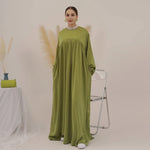 Satin Abaya for Women Shimmer Lantern Sleeve Islamic Hijab Robe Dubai Turkey Modest Outfit Kaftan Ramadan Muslim Long Dress