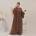 Satin Abaya for Women Shimmer Lantern Sleeve Islamic Hijab Robe Dubai Turkey Modest Outfit Kaftan Ramadan Muslim Long Dress