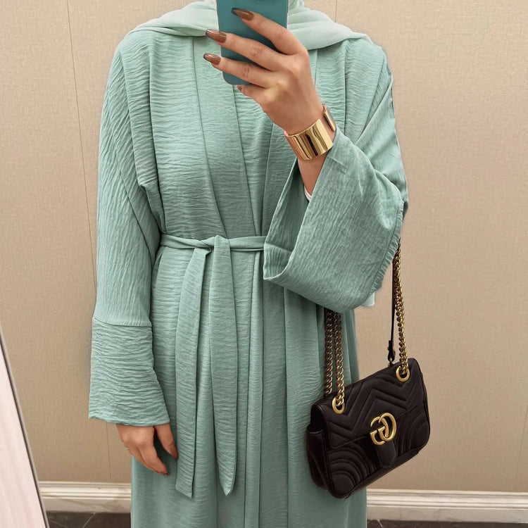 Ramadan Eid Djellaba Suits Abaya Dubai Two pieces Thick Muslim Sets Dress Abaya Dubai Turkey Muslim Islam Abayas With Belt WY604