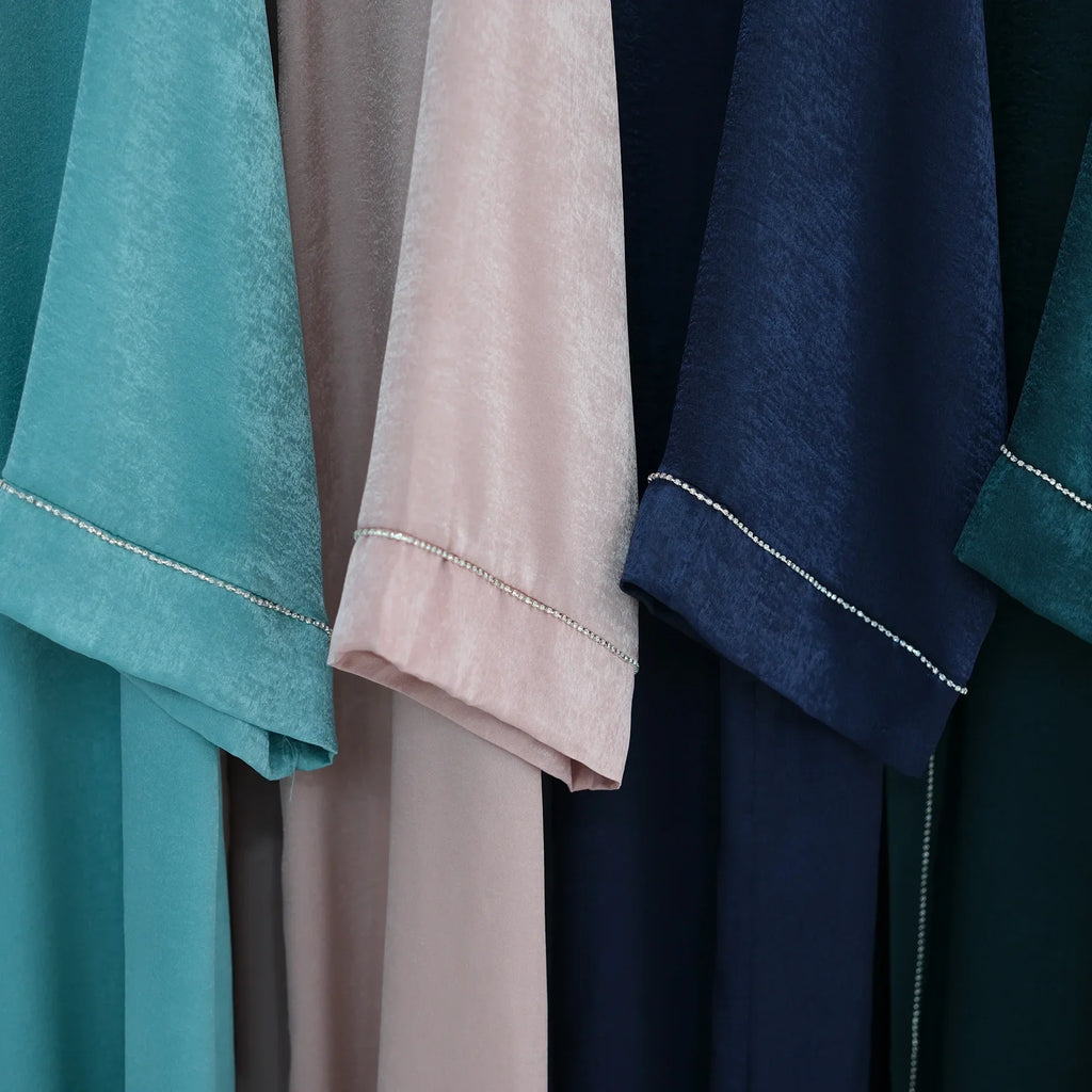 Long Loose Embroider White Open Kimono Abayas Kaftan Turkey Solid Color Islamic Green Abaya Dubai Luxury Women Prayer Clothing