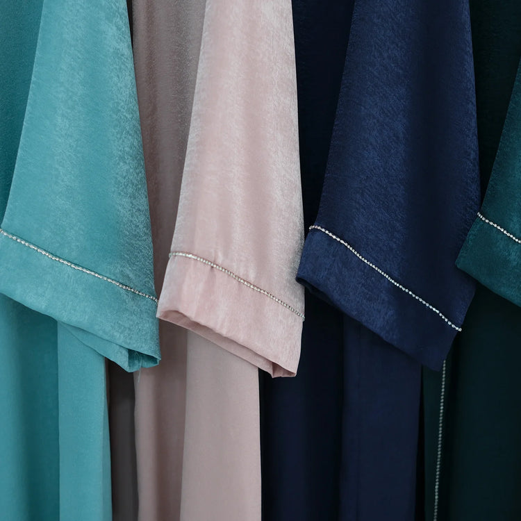 Long Loose Embroider White Open Kimono Abayas Kaftan Turkey Solid Color Islamic Green Abaya Dubai Luxury Women Prayer Clothing