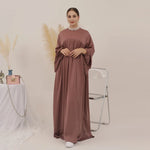 Satin Abaya for Women Shimmer Lantern Sleeve Islamic Hijab Robe Dubai Turkey Modest Outfit Kaftan Ramadan Muslim Long Dress