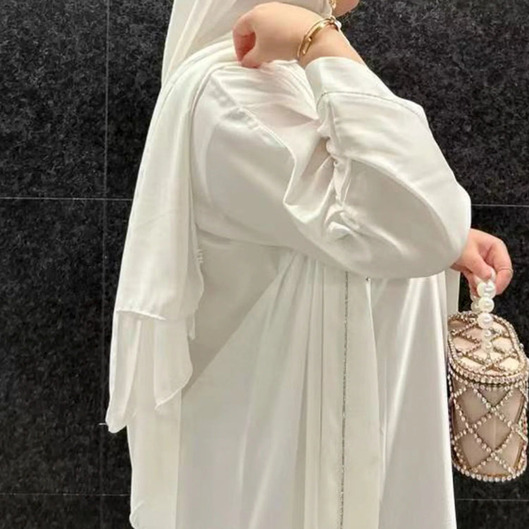 Long Loose Embroider White Open Kimono Abayas Kaftan Turkey Solid Color Islamic Green Abaya Dubai Luxury Women Prayer Clothing