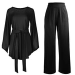 Two-piece Sets Eid Mubarak Women Abaya Turkey Hijab Muslim Dress Caftan Kaftan Islam Clothing Loose Wide Leg Pants Arab Outfits