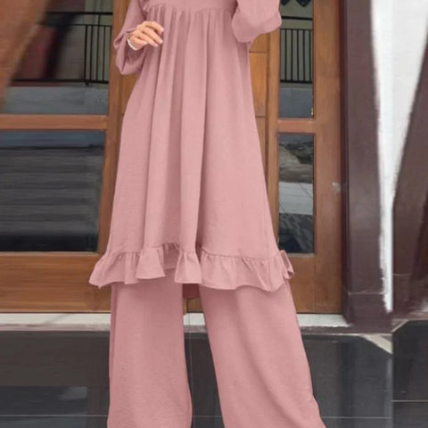 Ramadan Eid Muslim Two Piece Set Shirt &Pants Women Suits Shirt Blouse Musulman Ensembles Moroccan Kaftan 2025 Dress Sets