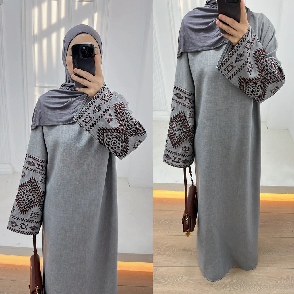 Embroidery Cuff Closed Abaya Dress Muslim Abayas for Women Dubai Luxury Turkey African Dresses Islmaic Clothes Hijab Robe Kaftan