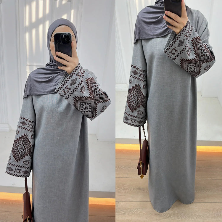 Embroidery Cuff Closed Abaya Dress Muslim Abayas for Women Dubai Luxury Turkey African Dresses Islmaic Clothes Hijab Robe Kaftan