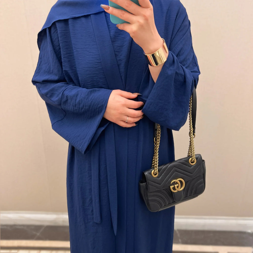 Ramadan Eid Djellaba Suits Abaya Dubai Two pieces Thick Muslim Sets Dress Abaya Dubai Turkey Muslim Islam Abayas With Belt WY604