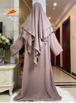2025 Prayer Clothes Women Ramadan Islamic Jilbeb 2 Piece Set Dubai Turkish Modest Outfit Layered Khimar Scarf Hijab+Long Dress