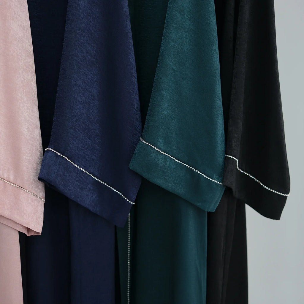 Long Loose Embroider White Open Kimono Abayas Kaftan Turkey Solid Color Islamic Green Abaya Dubai Luxury Women Prayer Clothing