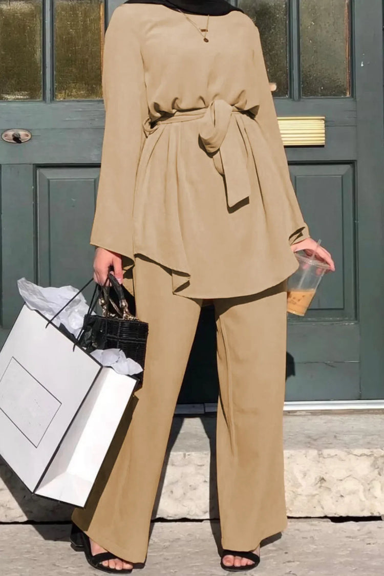 Two-piece Sets Eid Mubarak Women Abaya Turkey Hijab Muslim Dress Caftan Kaftan Islam Clothing Loose Wide Leg Pants Arab Outfits